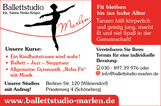 Anzeige ballettstudio