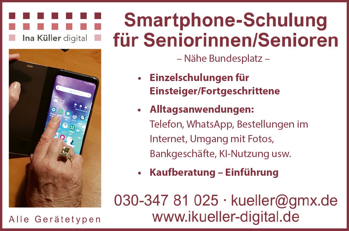 Anzeige smartphoneschulung ina kuller